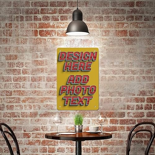 Miniatura 7 de Letreros metálicos personalizados, 12 x 8 pulgadas, póster retro personalizado con foto y texto para decoración de pared al aire libre e interior,