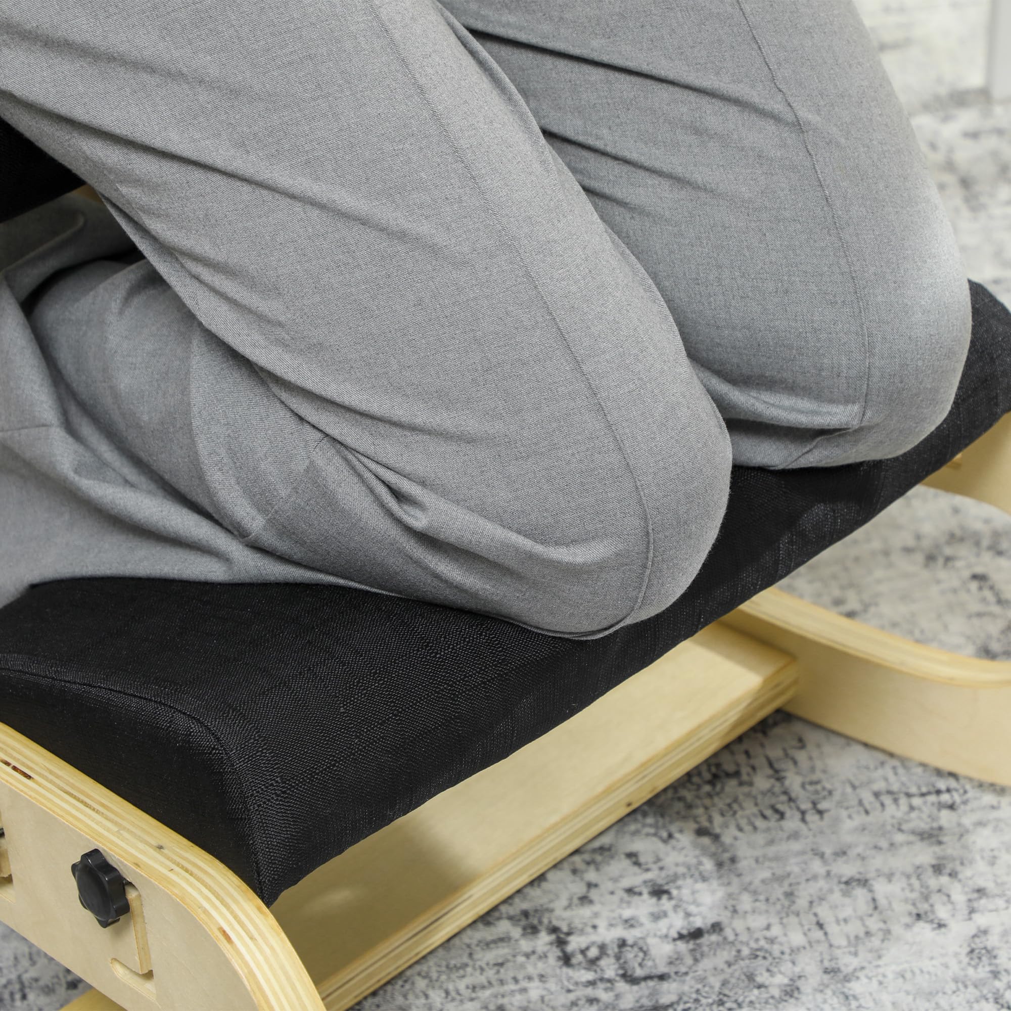 HOMCOM Asiento de Rodilla, Asiento Ergonómico de Madera basculante, Silla de Rodilla ajustable para Oficina en casa, Mejorar la Postura, Dolor de Espalda, Negro