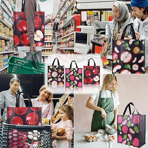 Miniatura 8 de CHENGBAI TOTE Paquete de 6 bolsas de comestibles reutilizables, bolsa de compras grande y resistente con asas resistentes, bolsa portátil multiusos