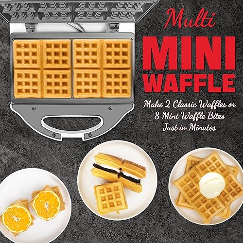 Miniatura 2 de Máquina para hacer gofres cuadrada, 2 x 4 pulgadas, mini máquina clásica para hacer gofres, platos de cocción dobles para desayuno familiar,