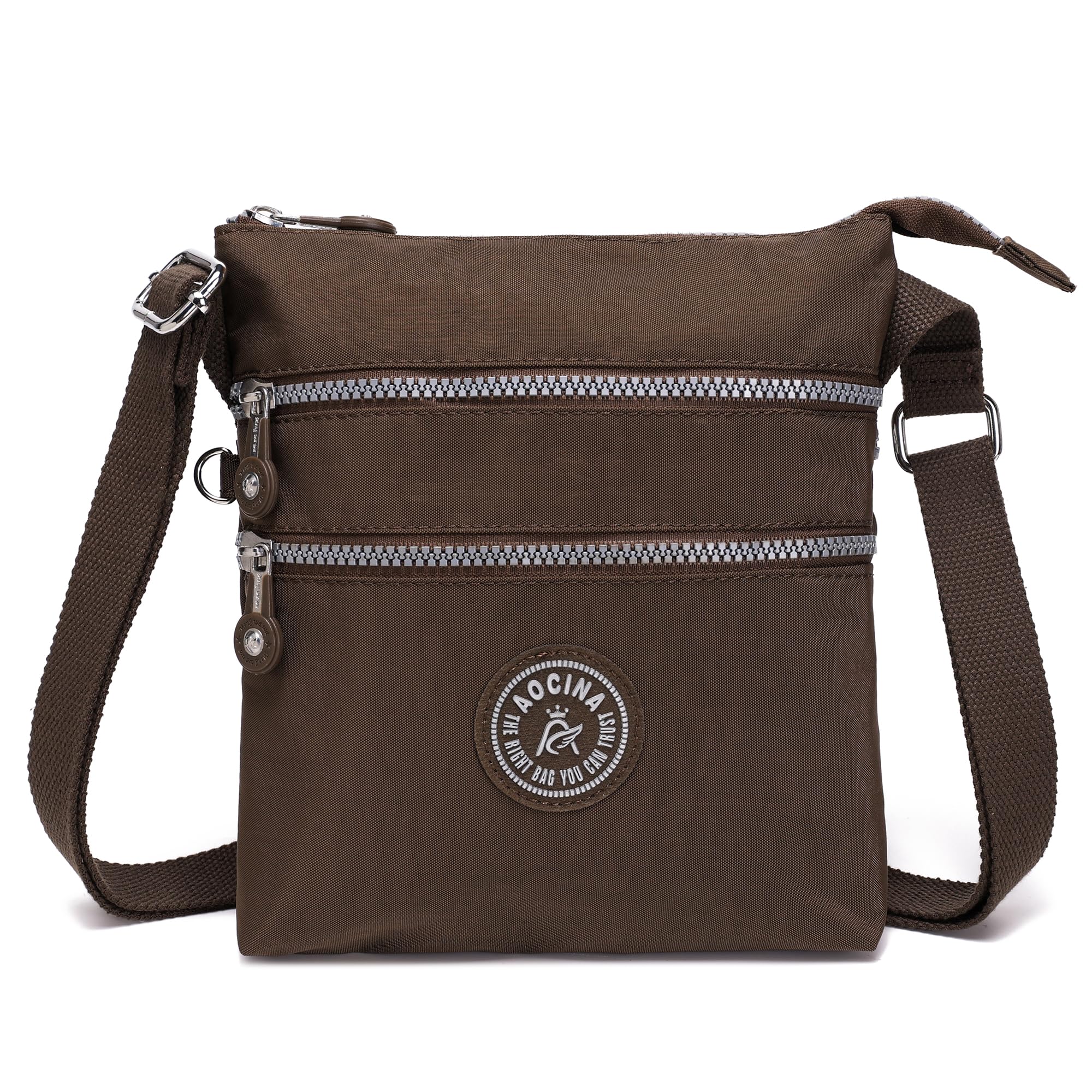 AOCINA Nylon Crossbody Bags for Women Multi Pocket Small Cross Body Purse Lightweight Travel Phone Purses Shoulder Handbags