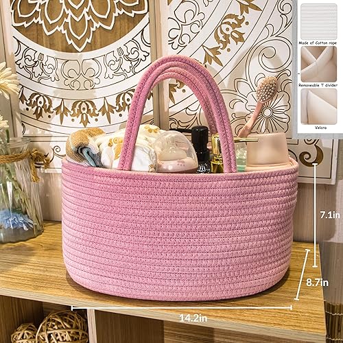 Miniatura 3 de Organizador de pañales para bebés, niñas y niños, pequeñas cestas tejidas con asa, bolsa de cuerda de algodón para ducha, guardería, cestas de