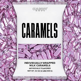 Candy Envy - Individually Wrapped Caramels - Light Pink Wrapper - 2 Pound Bulk Light Pink Candy