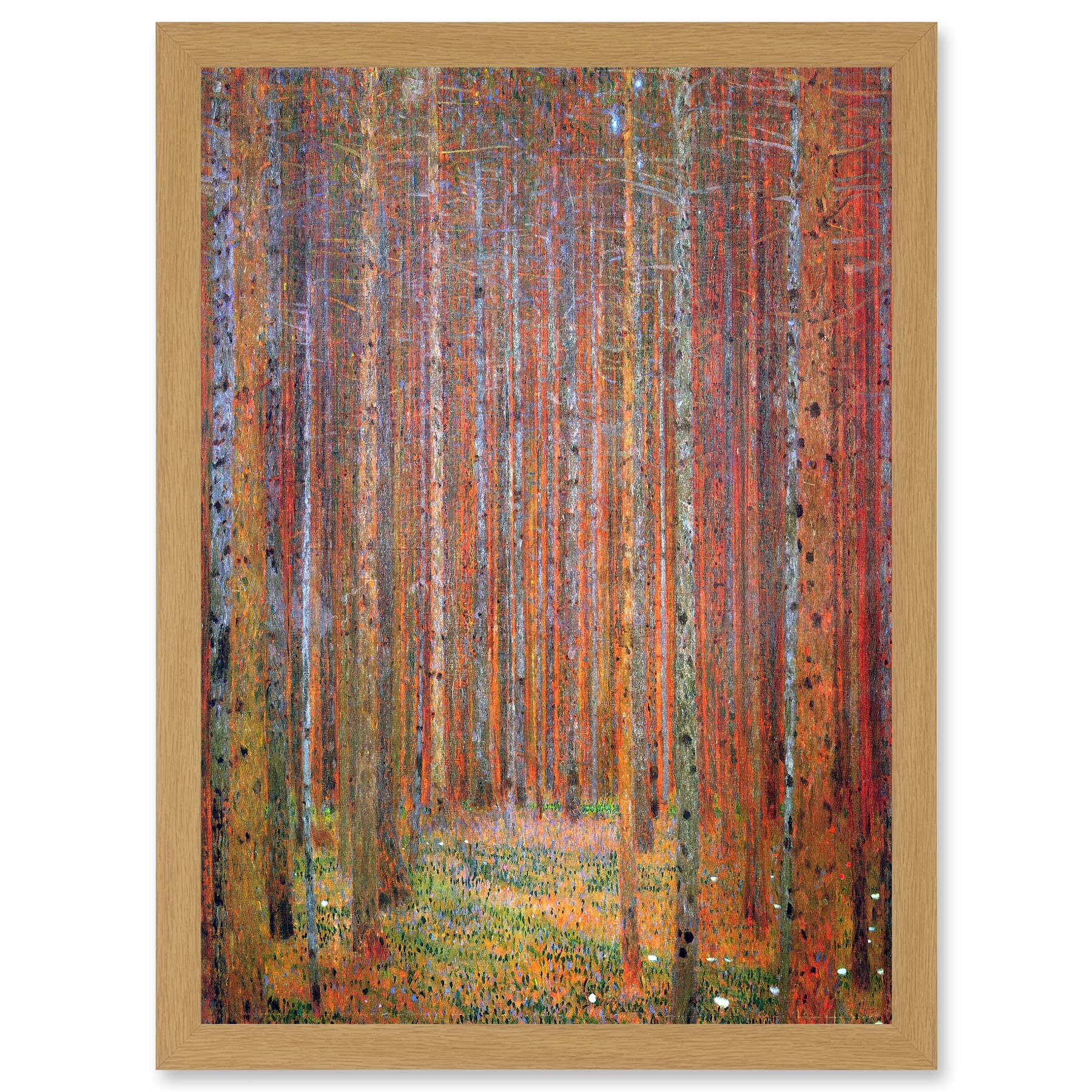 Artery8 Gustav Klimt Tannenwald Iandscape Autumn Trees Orange Painting A4 Artwork Framed Wall Art Print