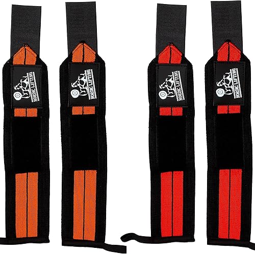 Nordic Lifting Muñequeras (2 pares4 envolturas) de 14 pulgadas para levantamiento de pesas Entrenamiento cruzado Levantamiento de potencia - para