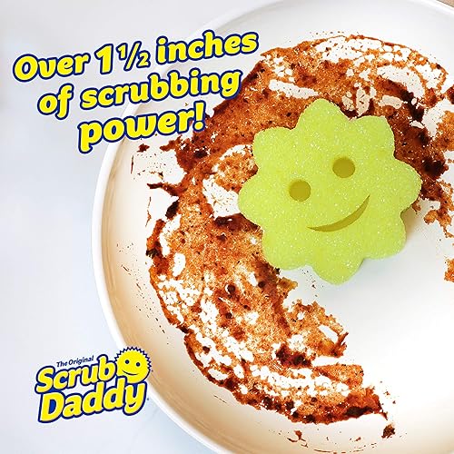 Miniatura 2 de Scrub Daddy Juego de esponjas  Power Flower  Limpiador antiarañazos para platos y hogar, resistente al olor, suave en agua tibia, firme en frío,