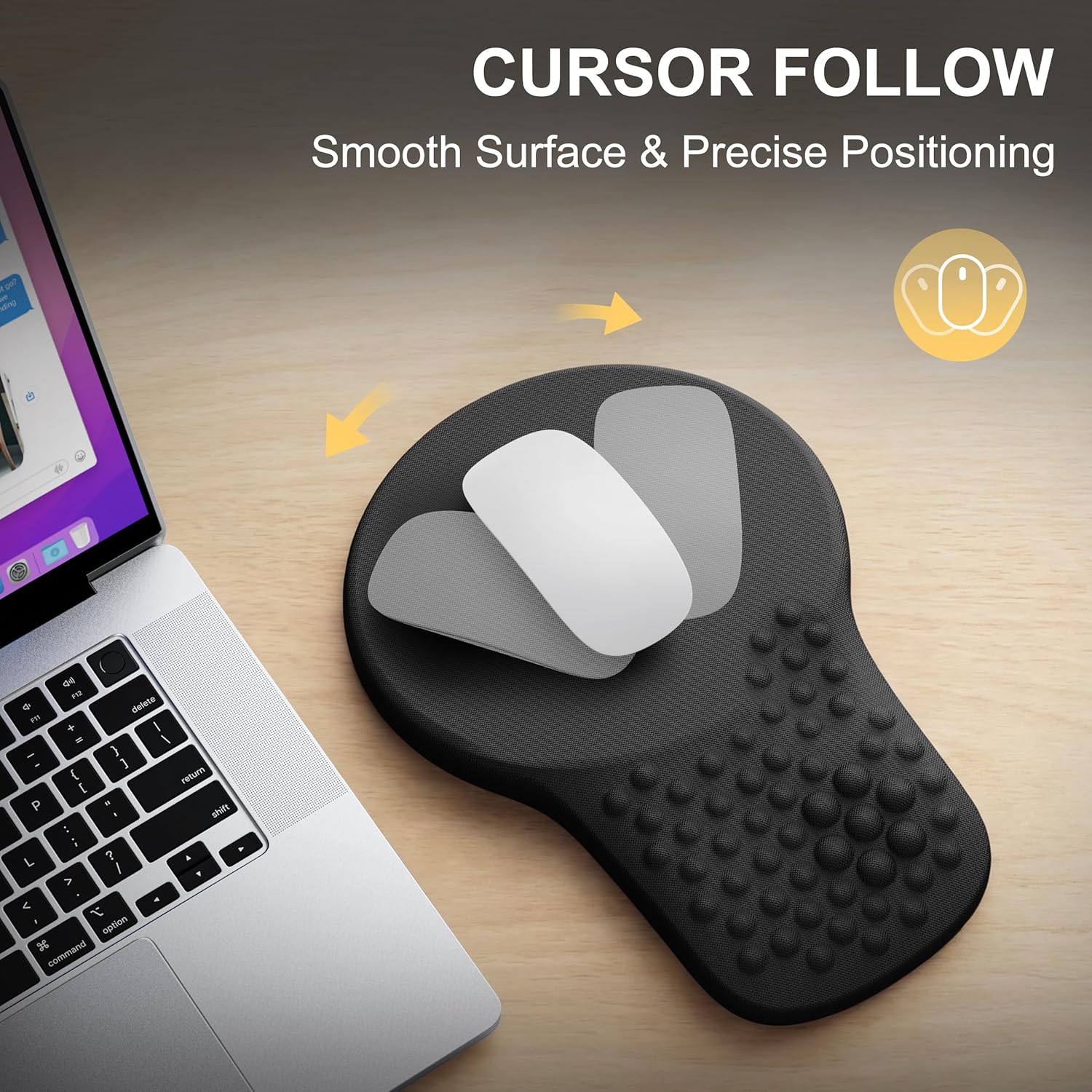 Ergonomic Mouse Pad with Wrist Rest Support, Mousepad for Carpal Tunnel Pain Relief, Memory Foam with Massage Design, Non-Slip PU Base for Office, Home, Gamming 3