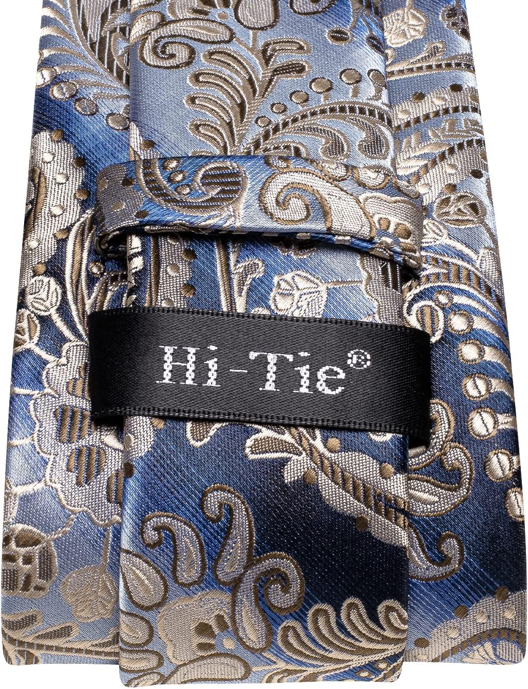 Hi-Tie Silk Ties for Men Plaid Paisley Striped Necktie Pocket Square Cufflinks Set Formal Business - Image 5