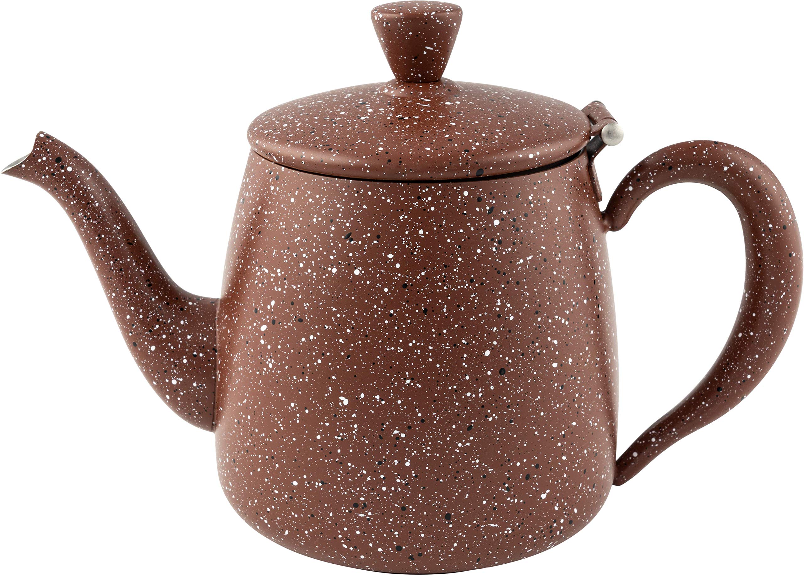 Café Olé Premium Granite Teapot, 18oz / 510ml, Serves 2, Stainless Steel, Classic Teapot Design with Modern Red Granite Finish, Perfect Pour Spout