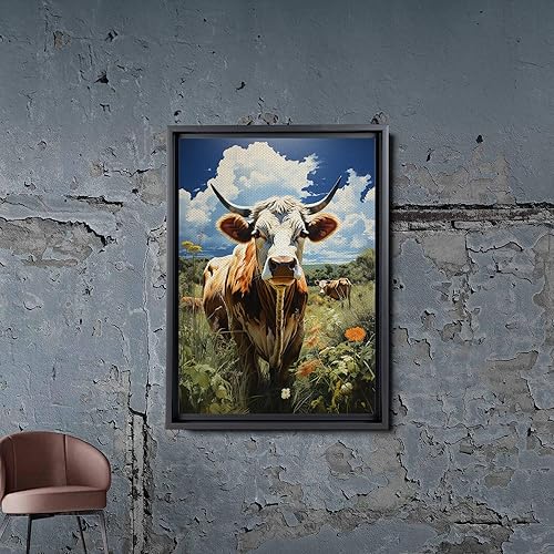Miniatura 4 de Western Highland Cow Prints Wall Art, Cow Pictures Wall Decor, Nature Photography Rustic Style Cute Cow Canvas Art Poster for Living Room Bedroom