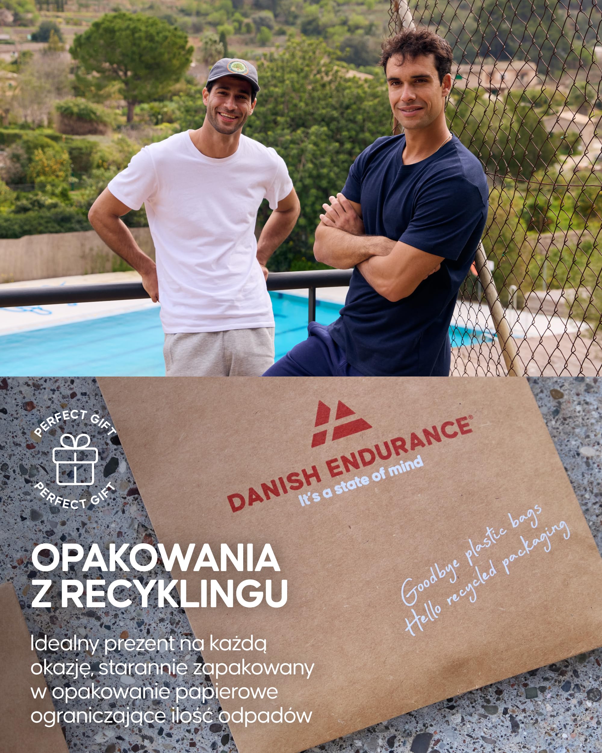 DANISH ENDURANCE Koszulki Męskie z Bawełny Organicznej Dla Mężczyzn, Okrągły Dekolt, 1-Pak, 2-Pak, 4-Pak