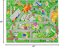 Vista 3 de Alfombra de juego infantil de doble cara con trenes, coches, carreteras, ciudad
