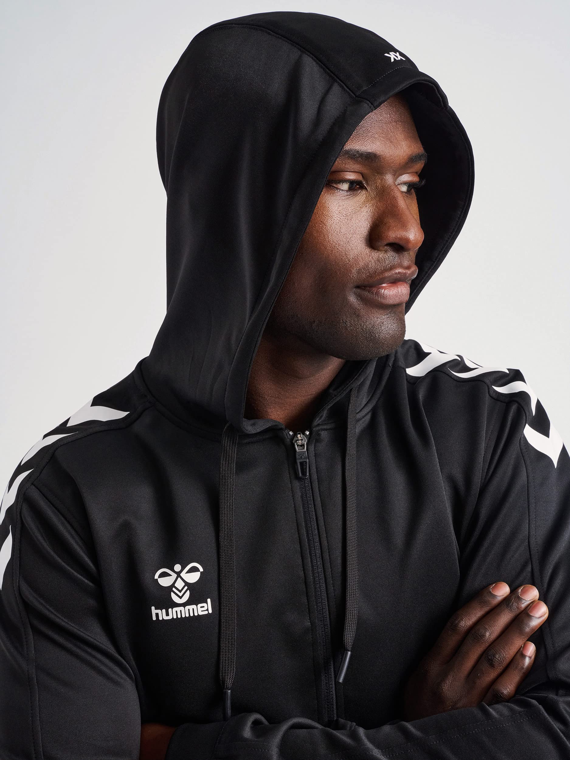 hummel hmlCORE XK Poly Zip Hood Sweat, Black/Black, M