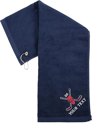 Mato & Hash Toallas bordadas de hockey personalizadas, toallas de rally personalizadas, toallas de skate del equipo, azul marino CE6900Hockey