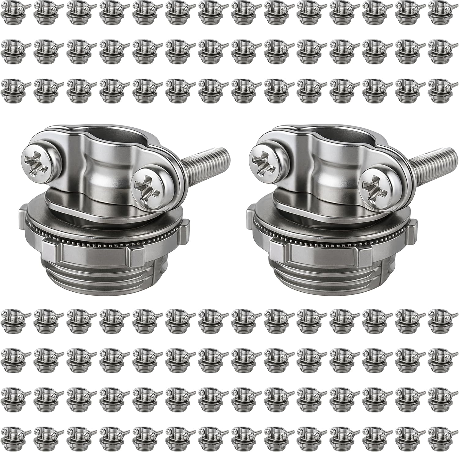 OHLECTRIC 1/2 Inch Clamp Type Cable Connectors (100-Pack) Heavy-Duty Zinc Alloy Wire Clamps for NM Cables, Wires, Metal Conduit, Electrical Boxes, Electrical Connectors for Junction Boxes, Panels