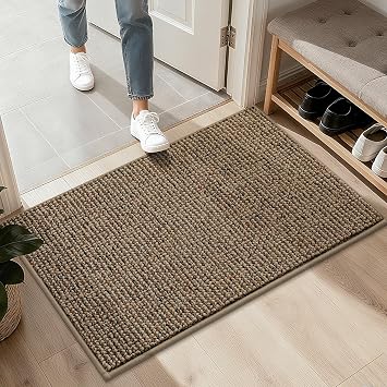 BEQHAUSE 2x3 Entryway Rug Indoor Door Mat Non-Slip Washable, Taupe