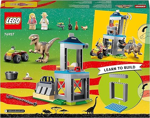 Miniatura 7 de Lego 76957 Jurassic Park Velociraptor Escape Dinosaur Toy para niños, niñas, todos los niños a partir de 4 años, juego con figuras de animales de