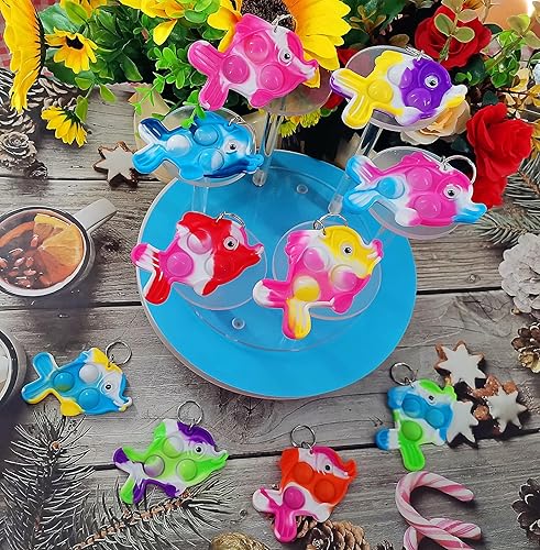 Miniatura 2 de Paquete de 10 llaveros a granel con burbujas para ansiedad de peces, suministros de fiesta de cumpleaños, regalos de verano para estudiantes