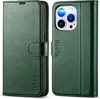 TUCCH iphone 14 pro 対応 ケース 手帳型 カード収納 PU合皮 [RFIDブロッキング] スタンド機能 便利なマグネット式 アイフォン14プロ 手帳ケース (iPhone 14 pro 5G 6.1 インチ対応) ミッドナイトグリーン