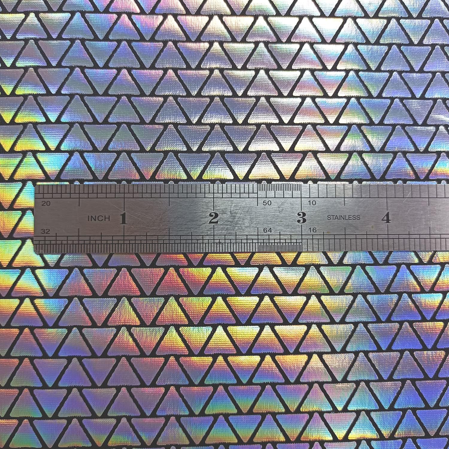 Hologram Metallic Foil Stretch Fabric Triangle Pattern(Silver 2yards)