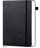 CAGIE Lined Journal for Men Women, Tree Growth Ring Leather Bound Journal Notebook, 256 Pages 100 GSM Journals for Writing, A5 Hardcover Journaling Notebooks for Work, Note Taking, Black