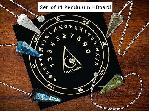 Miniatura 3 de Increíble péndulo de cristal de piedras preciosas para la adivinación  Collar de péndulo con cadena de chakras y bola de cristal para curación Reiki