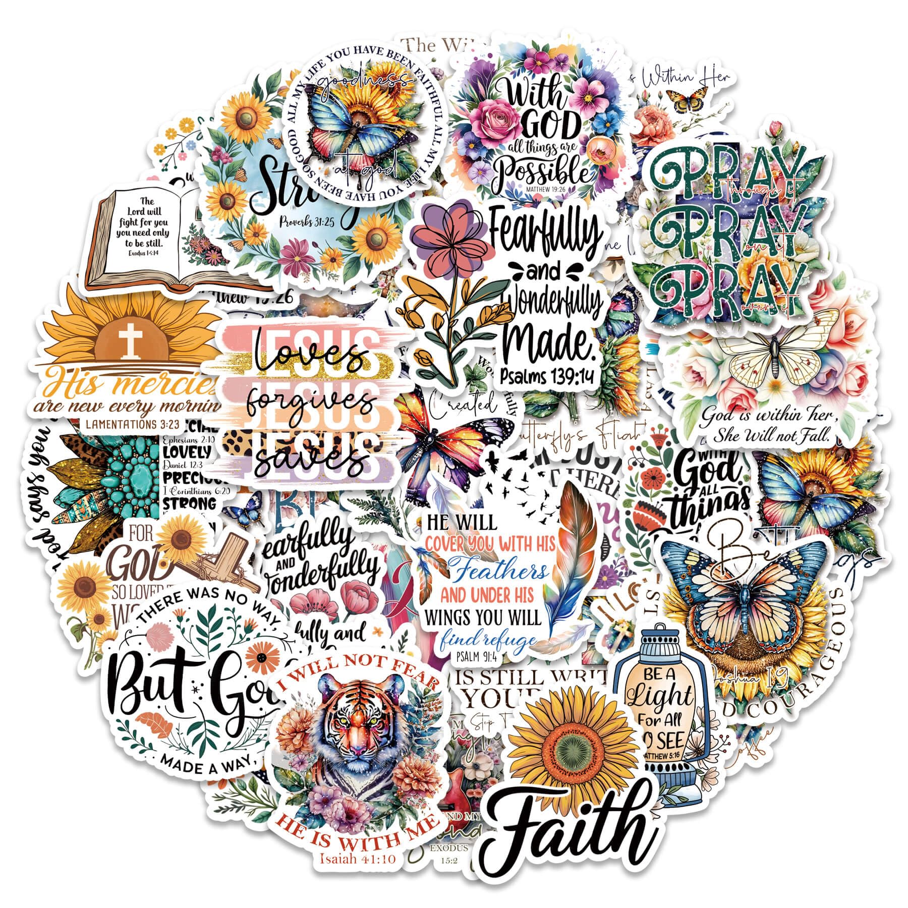 100Pcs Christian Stickers - Bible Verse & Jesus Quotes | Faith Stickers for Scrapbook Journaling, Prayer Boards, Bible Study Supplies Christian Easter
