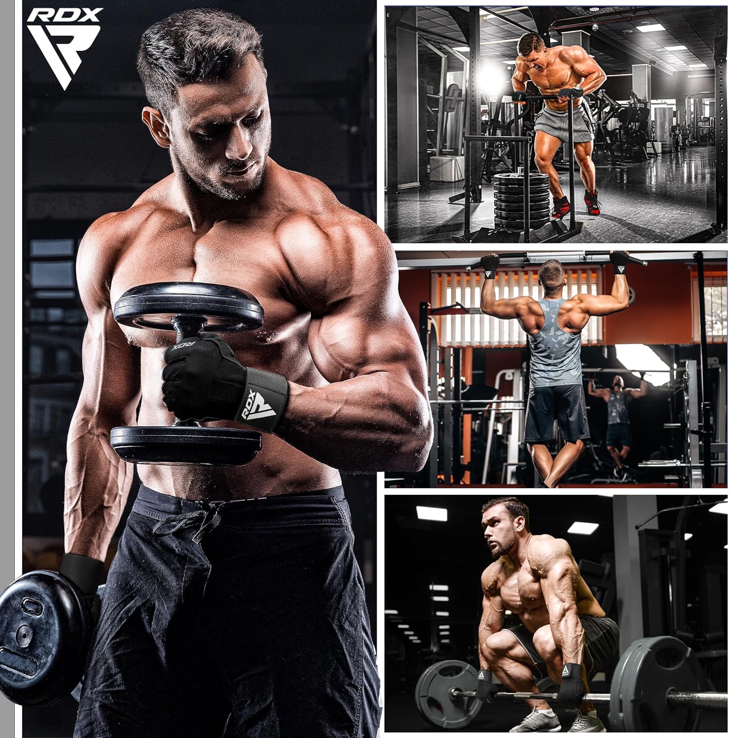 RDX Workout Gloves, 15-Inch Long Support Strap Anti Slip Palm Protection with 3 Wrist Alignment Plates, Powerlifting Deadlifting Bodybuilding Gym Fitness, Weight Lifting Exercise Training, Men Women - Image 3