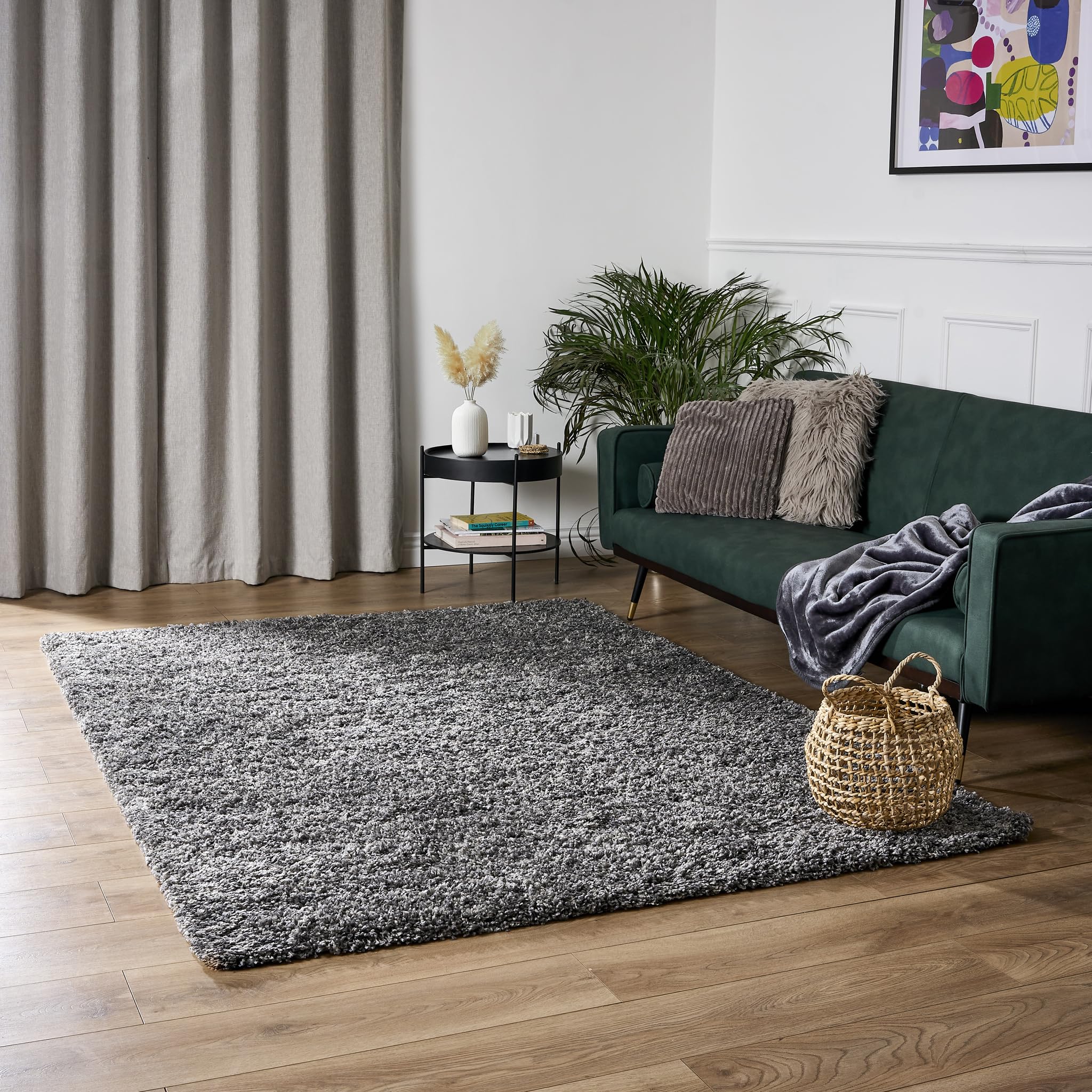 Bravich Navy Blue Shaggy Rug 80 x 150cm (2'7" x 4'11") 5cm Pile Medium Thick Fluffy Living Room Hessian Backed Washable — view 41