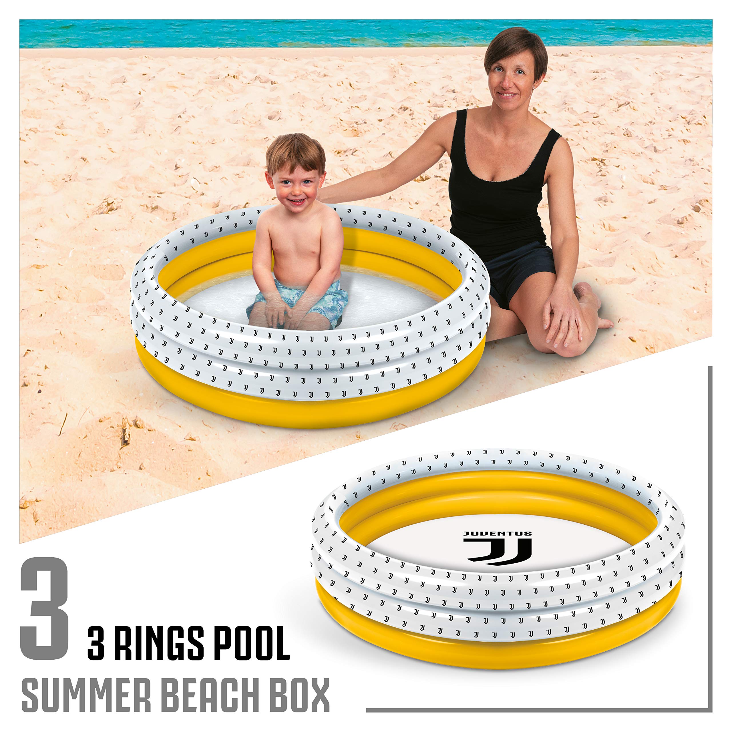 mondo Toys 19741 Strand-Set mit 5 Artikeln – enthält Boot, Pool, Armbändern, Ball und Pumpe pur aufblasen