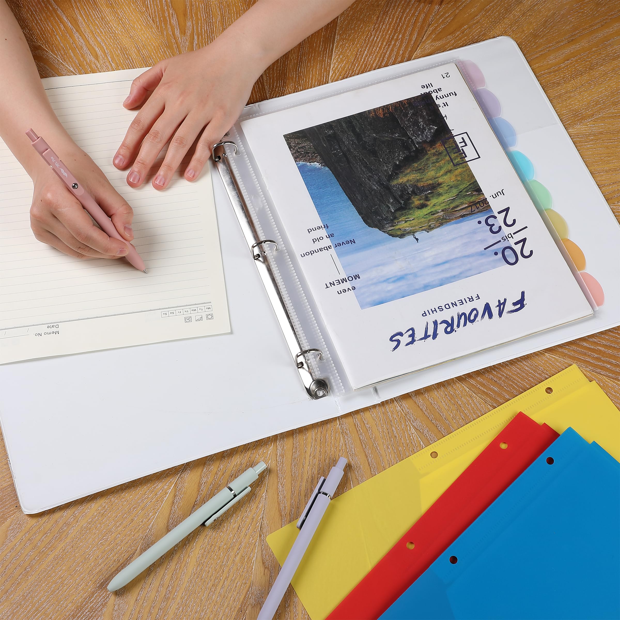Mr. Pen- Clear Sheet Protectors with Tabs, 8 Tabs, 2 Sets, Clear Plastic Dividers for 3 Ring Binder - Image 2