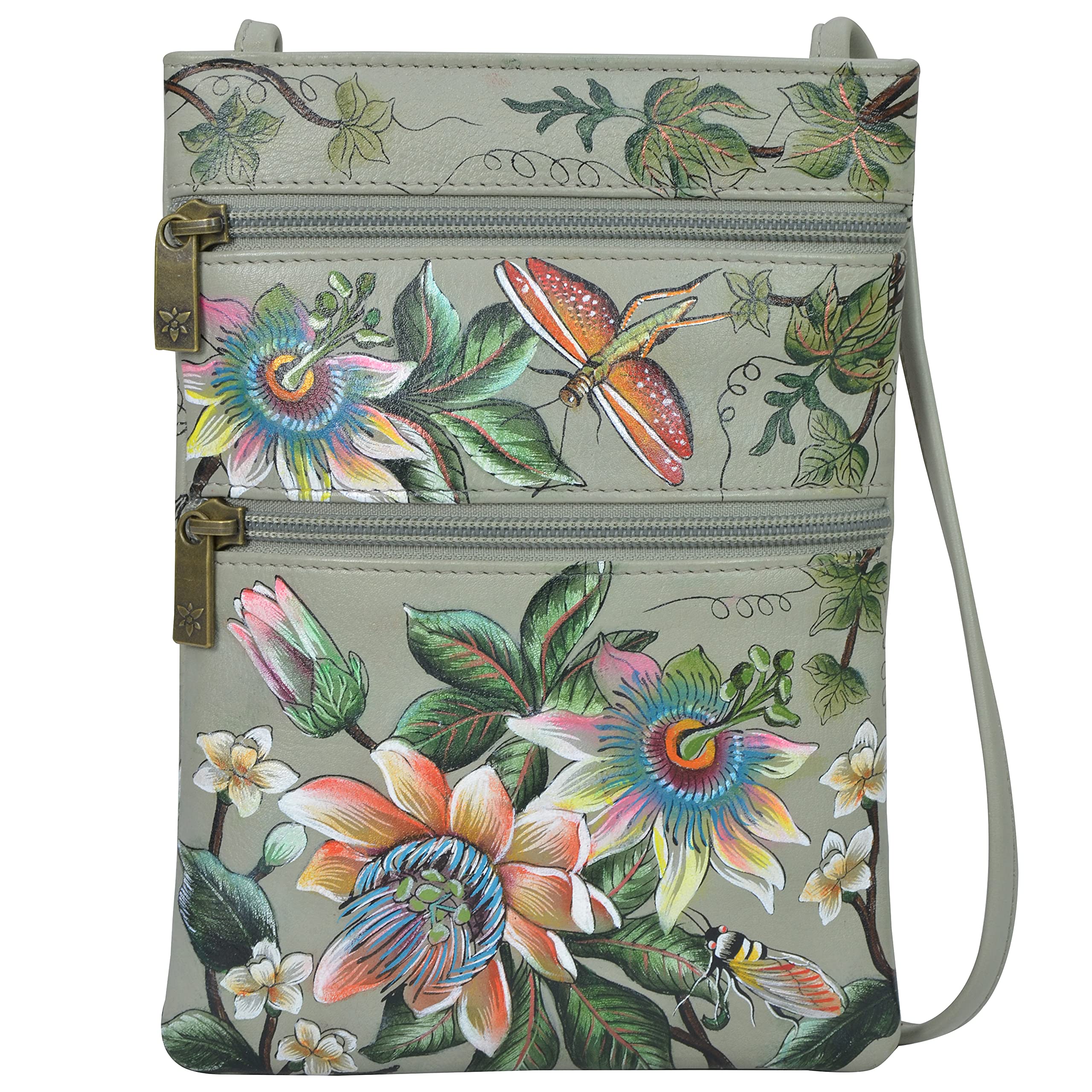 Women’s Hand Painted Genuine Leather Mini Double Zip Travel Crossbody-image-34