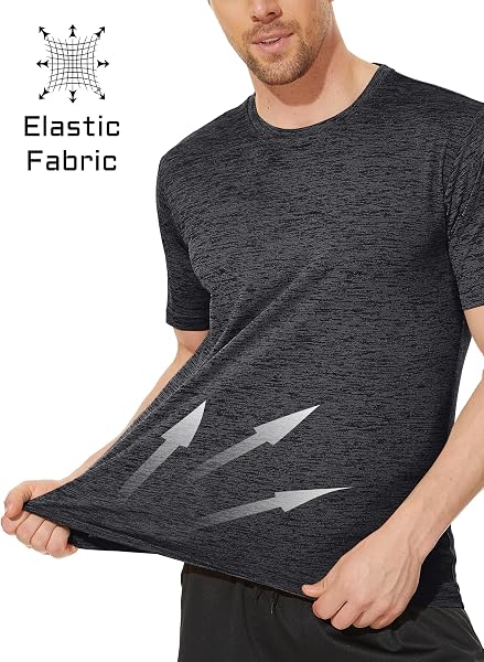 MAGCOMSEN Tee Shirt Homme Chemise D'entraînement Respirante à Séchage Rapide Chemise Course à Manches Courtes T-Shirt de Fitness - 4