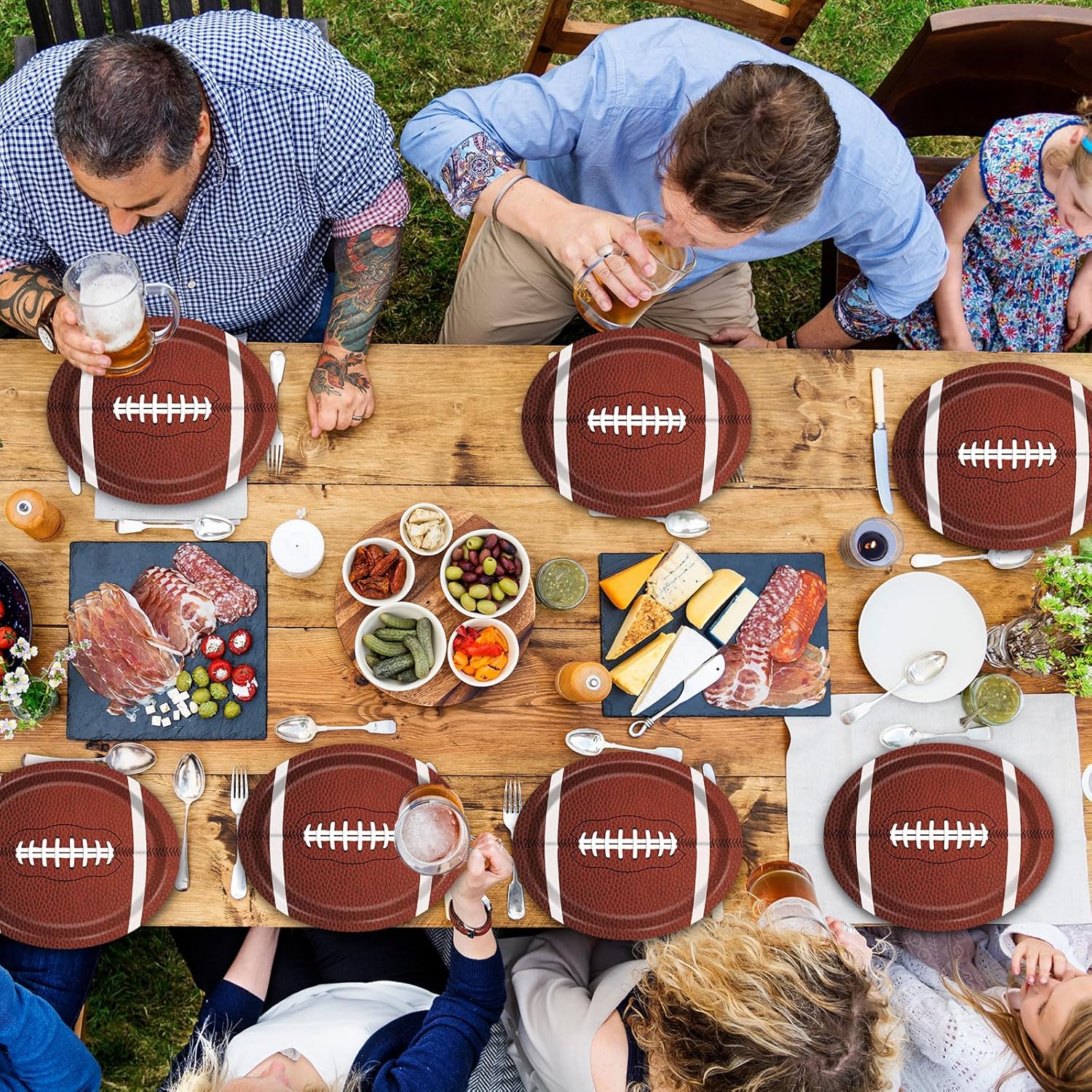 80 PCS Football Oval Paper Plates Large 11” Disposable American Rugby Sport Platters, Touch Down Boy Birthday Theme Party Heavy Duty Dish Tray for BBQ Gathering Picnic Carnival Dinner Party Tableware - Image 6