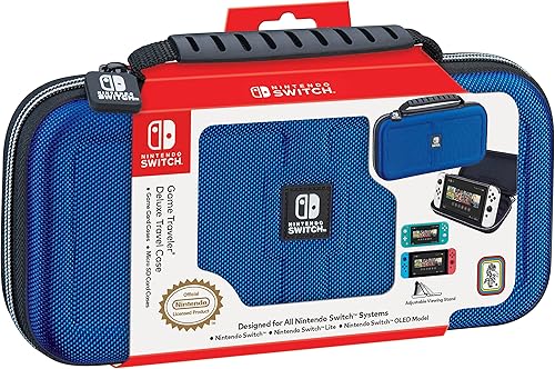 Game Traveler Nintendo Switch Case - Switch OLED Case for Switch OLED, Switch and Switch Lite, Adjustable Viewing Stand & Bonus Game Cases, Deluxe