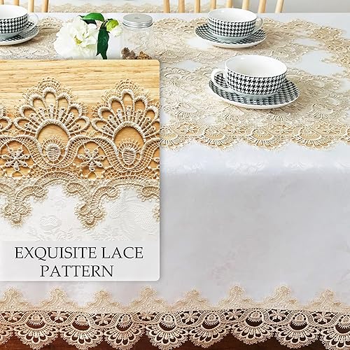 Miniatura 3 de Manteles para mesas rectangulares con encaje, decoración elegante para comedor, hogar, fiesta, cocina, Pascua, Navidad, boda, estilo granja,