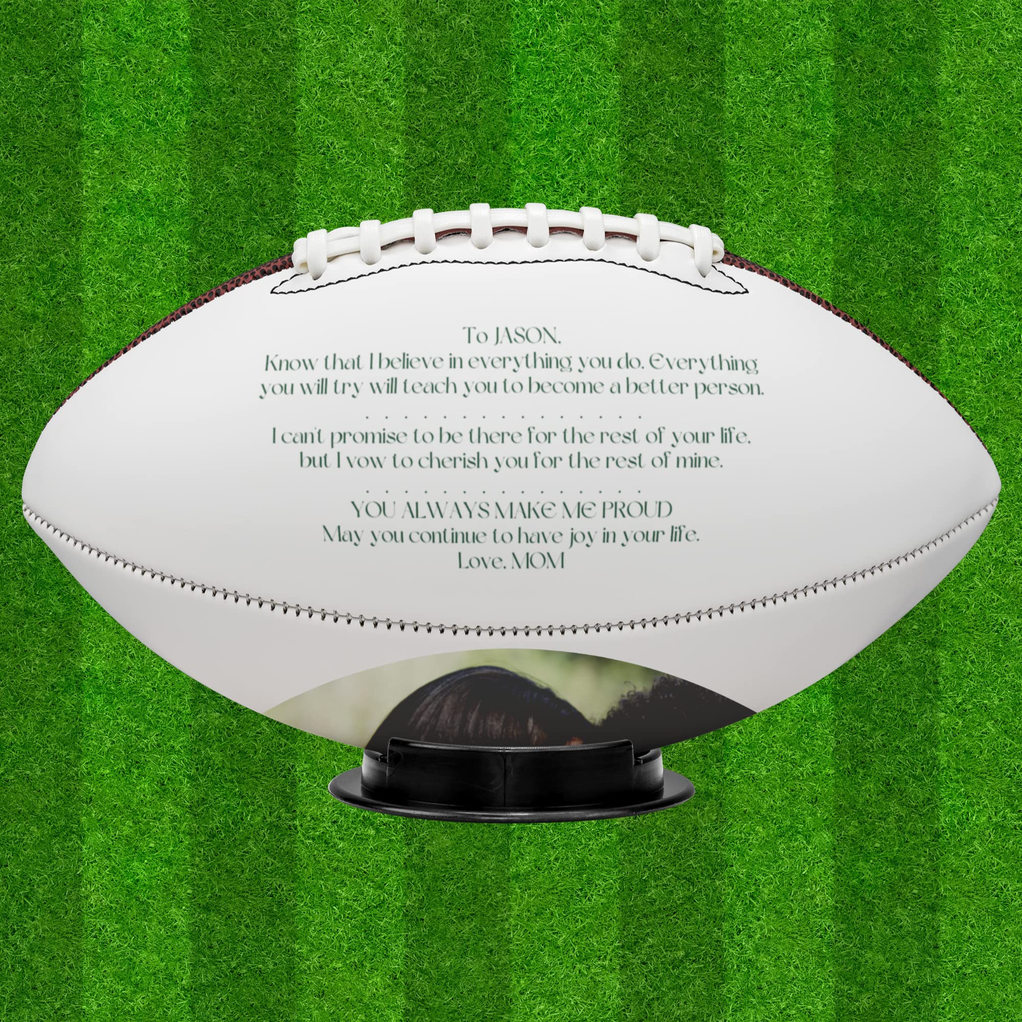 Personalized Football Coach Team Name for Son Nephew Sports Fans Customized To My Son Football Photo Game Accessories for Son from Dad Mom Custom Sports Ball Fans Picture Accessories