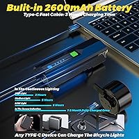 Vista 4 de 2025 Sensor delantero y trasero antirreflejo, 3000 luces de bicicleta, 5+6 modos de advertencia tipo juego de luz para bicicleta y luces traseras