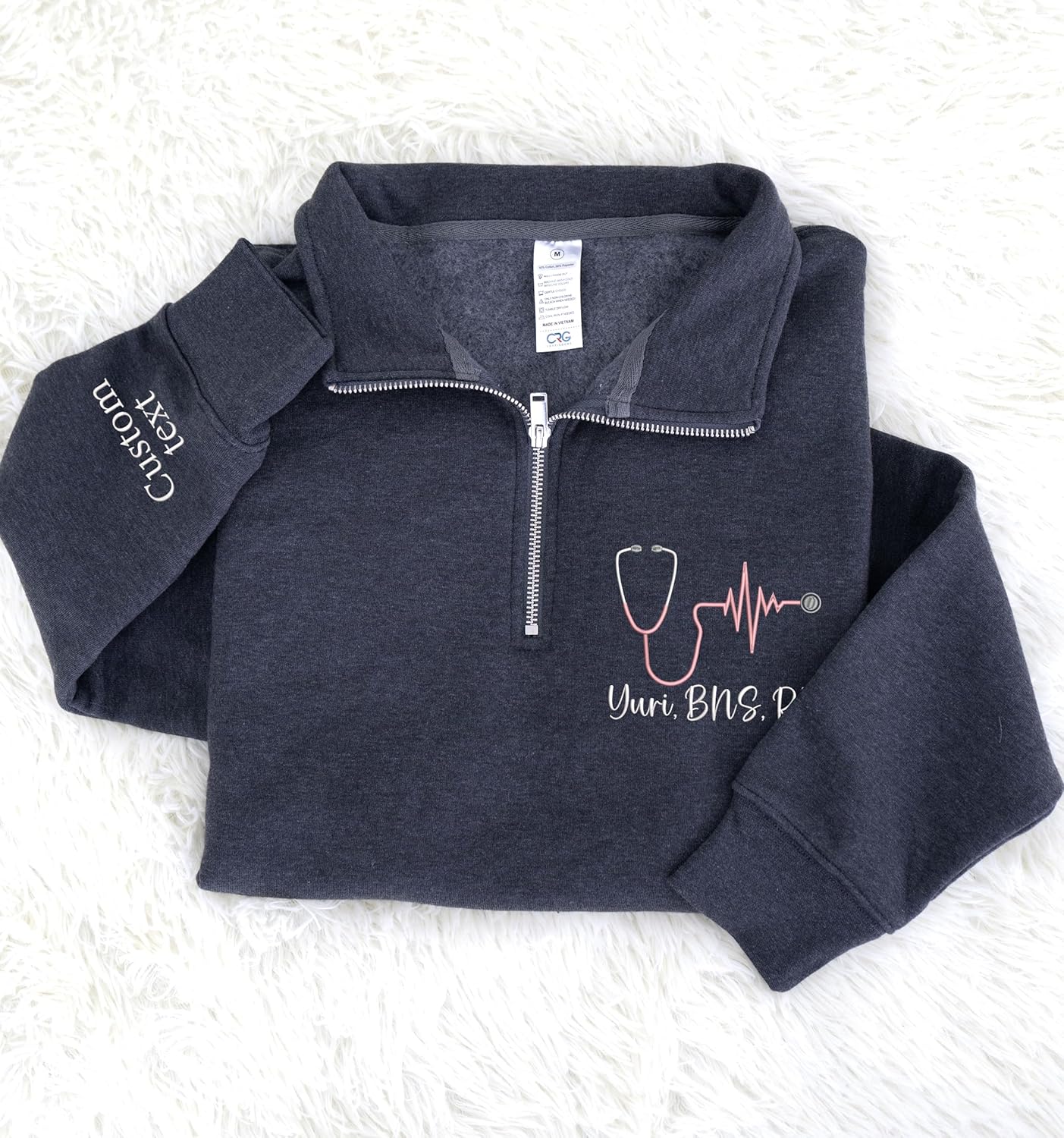 Chillever Personalized Embroidered Nurse Sweatshirt, Embroidery Nurse Quarter Zip Sweatshirt, Nurses Week Gifts - Image 3