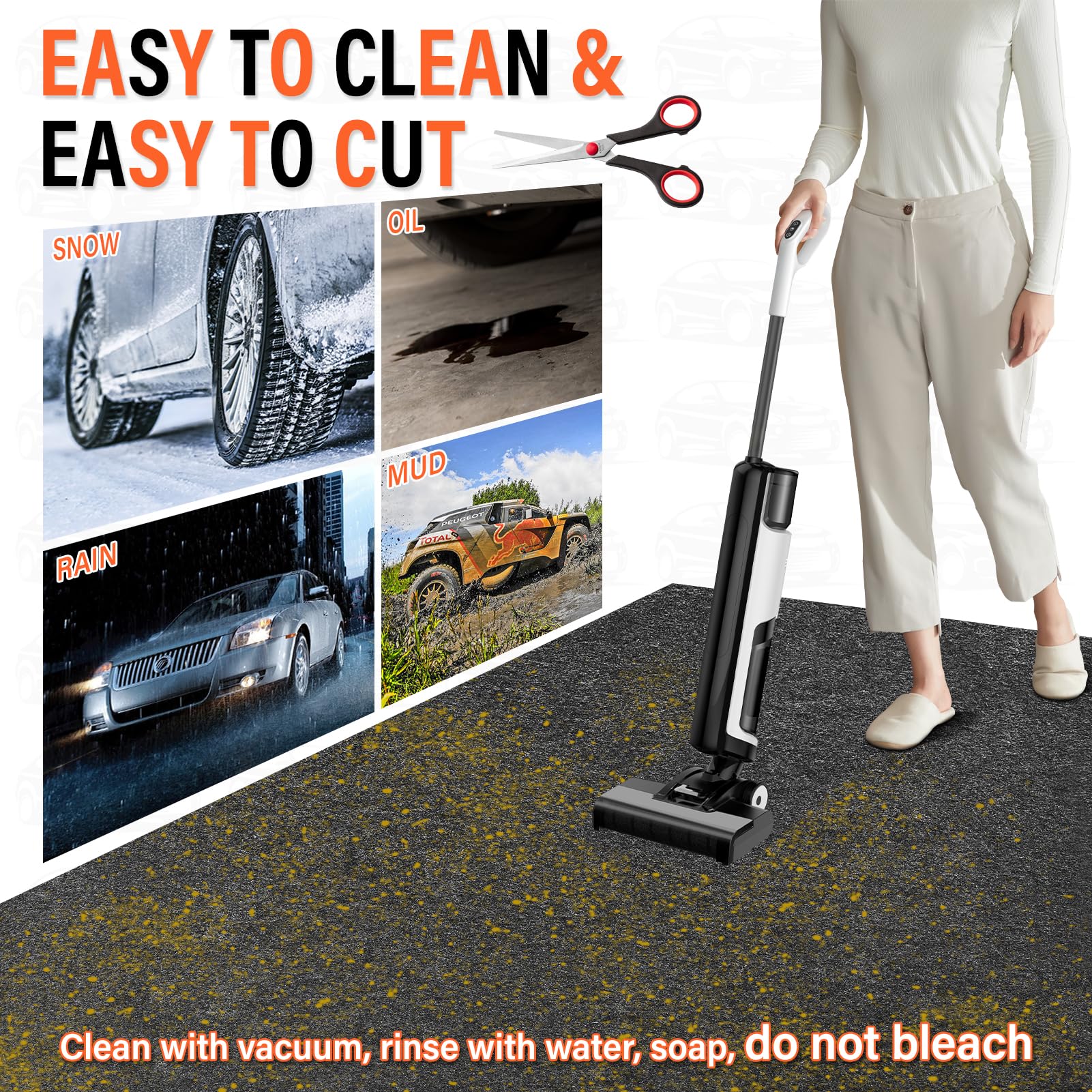 Tapis de sol de garage pour dessous de voiture, 2 x 2,5 m, tapis de stationnement absorbant l'huile, protège les sols contre les gouttes d'huile, les déversements, les taches et les