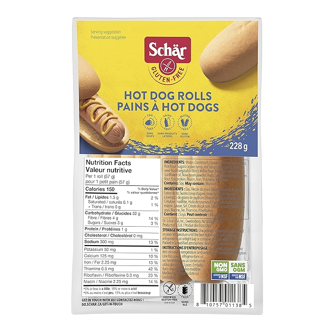 夏尔无麸热狗面包