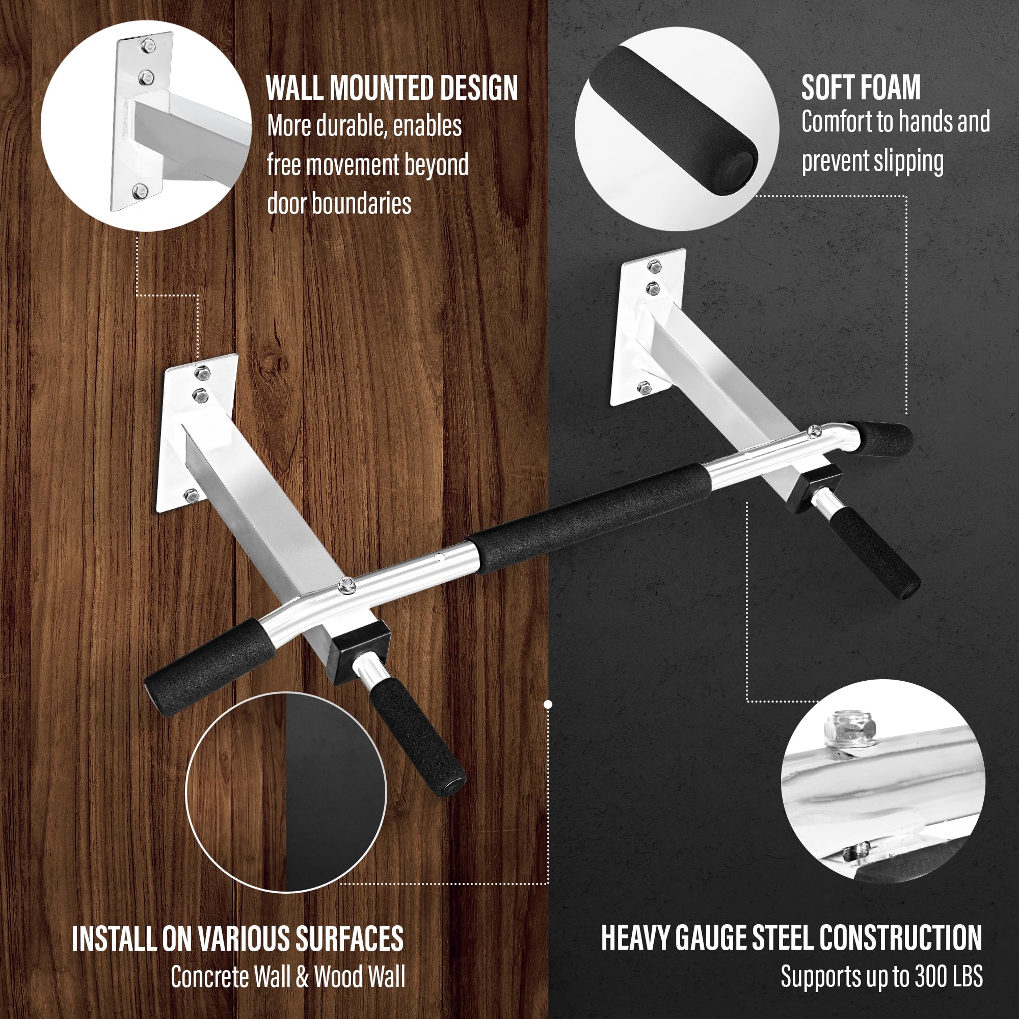 Amazon | Yes4All 壁掛け懸垂バー/懸垂バー ホワイト | Yes4All | 懸垂器具