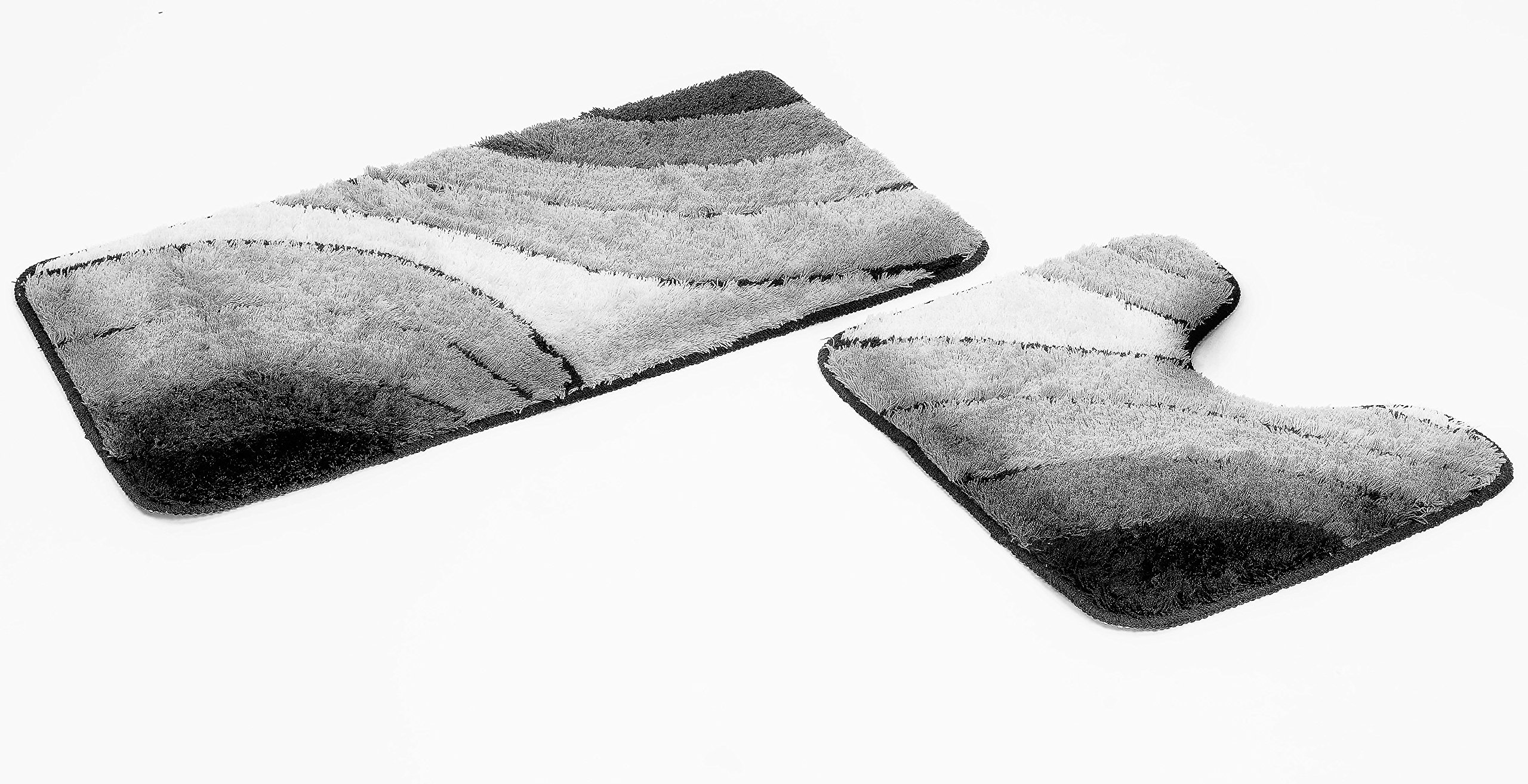 Goodway - Set Wave di tappeti da bagno, 2 pezzi, colore: grigio, preformati
