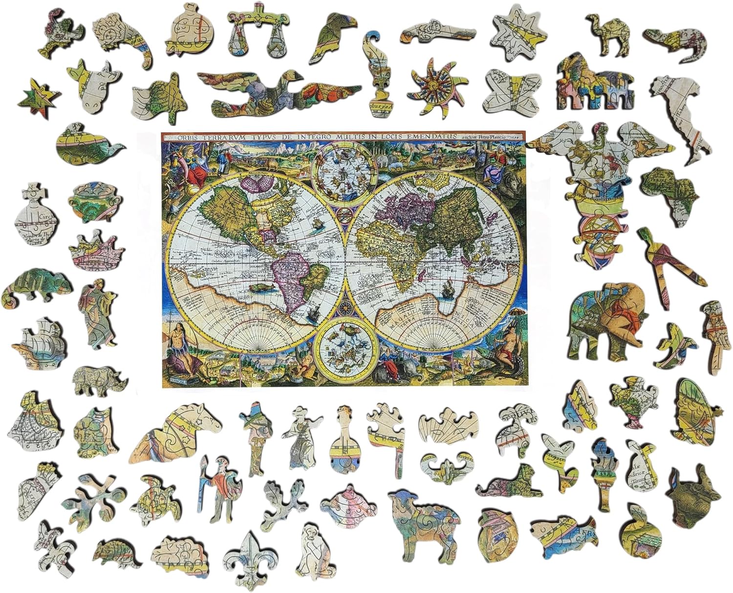 Wooden Puzzle for Adults - Uniquely Shaped Pieces - Made in The USA by FoxSmartBox - 420 Pieces - World Map 1594