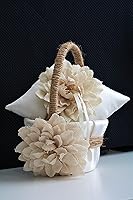 Vista 2 de Rustic Ivory Flower Girl Basket/Rustic Ivory Beige Burlap Basket/Rustic Ivory Beige Burlap Wedding Basket