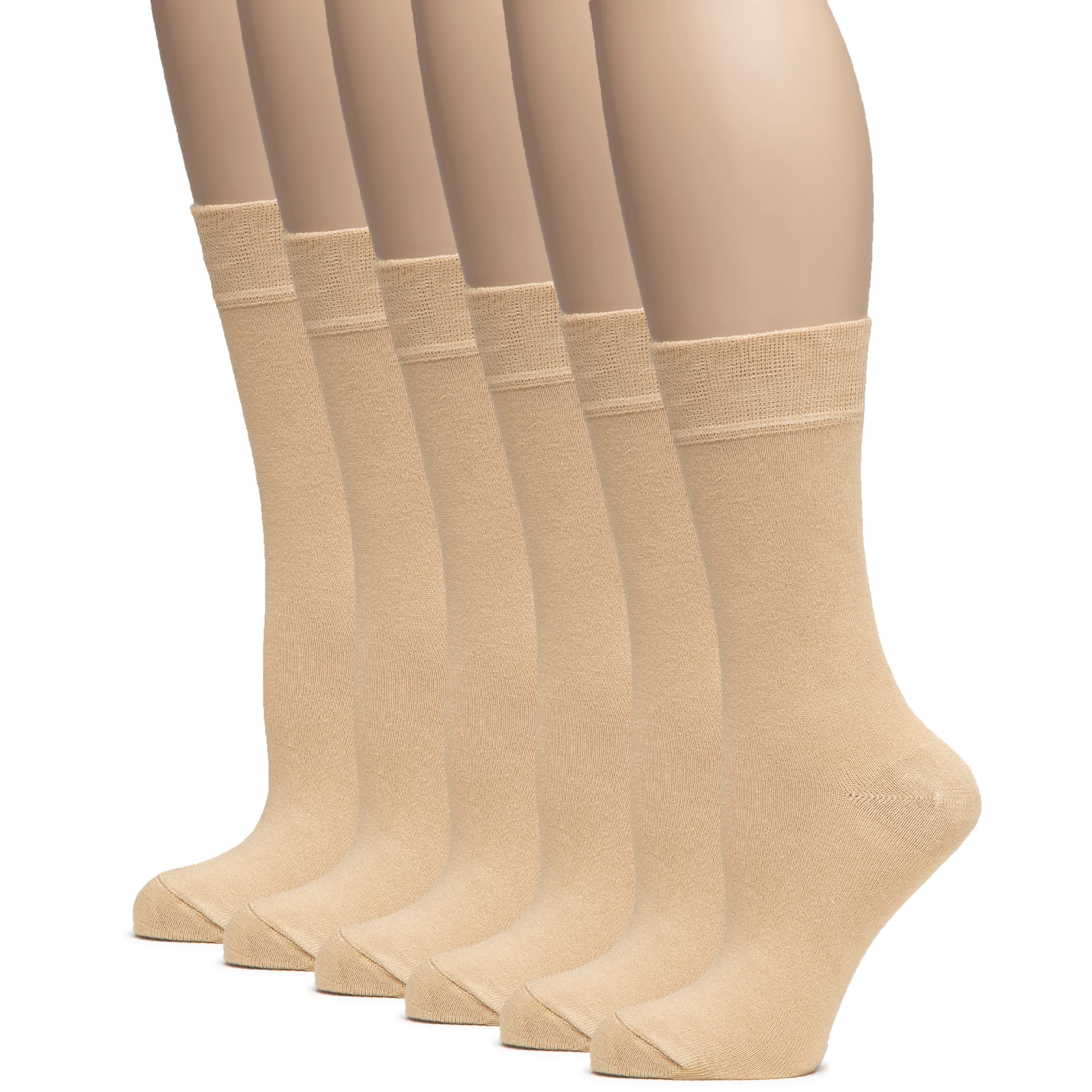 Hugh Ugoli Women's Thin Soft Rayon Derived from Bamboo Crew Socks for Dress, Trouser, Seamless Toe &amp; Non-Binding, 5-8/9-11