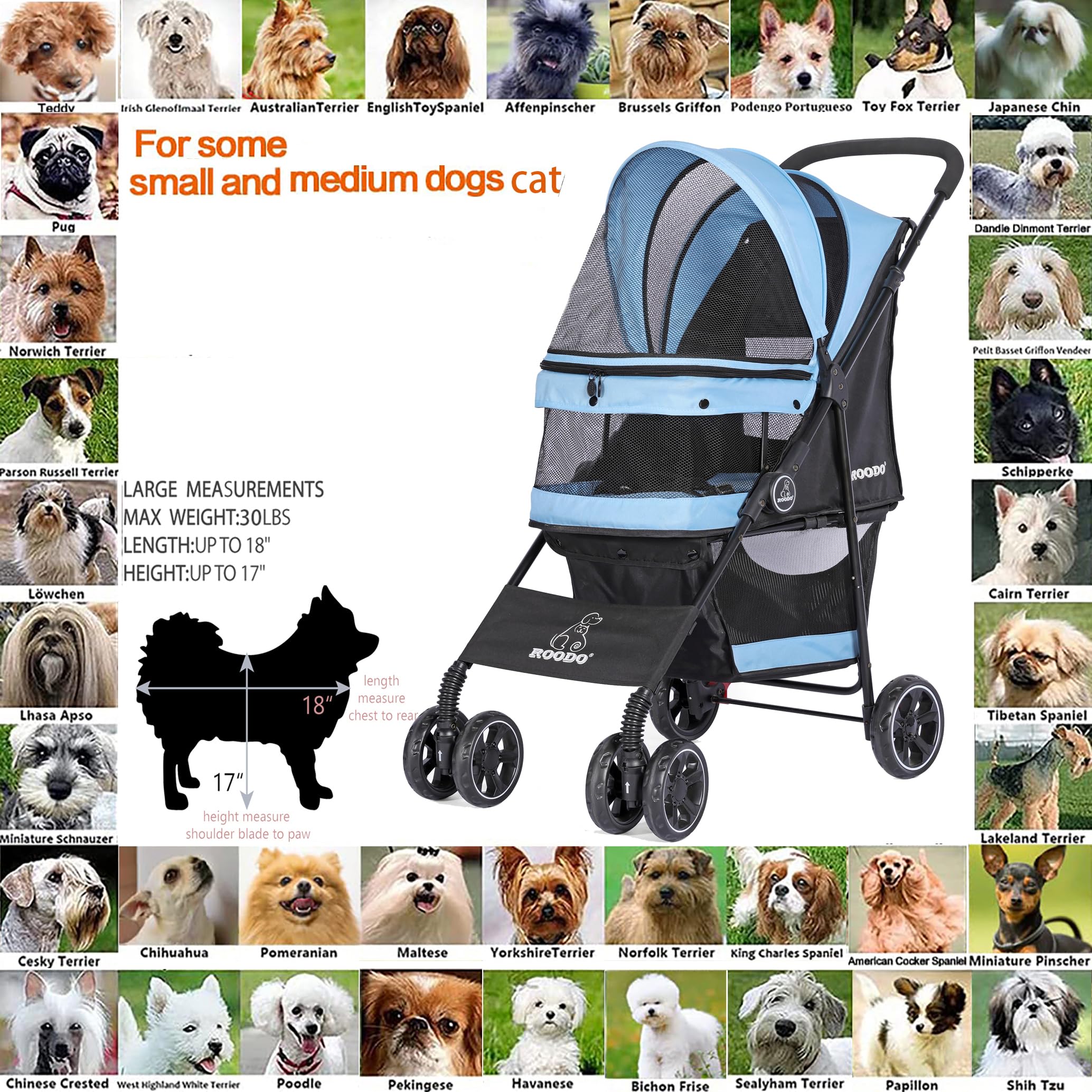 Amazon.co.jp: ROODO 4輪 犬 猫 ペット ベビーカー ベスト 軽量