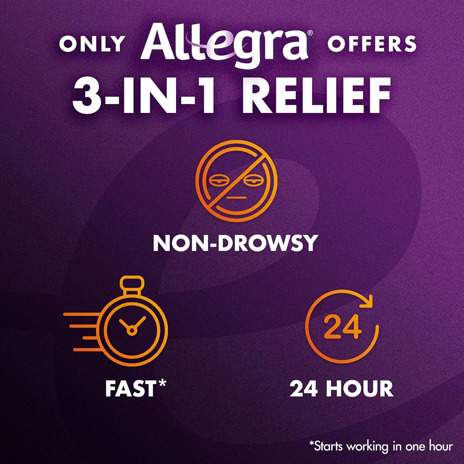 Allegra 24 Hour Allergy Relief, 45 ct, Long-Lasting Fast-Acting Antihistamine for Noticeable Relief from Indoor and Outdoor Allergy Symptoms