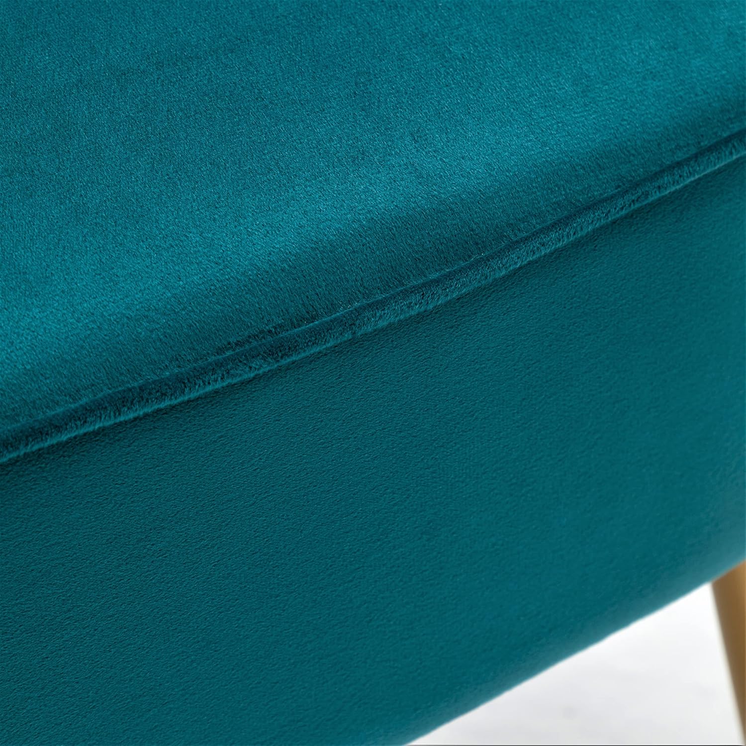 Modern Velvet Accent Chair for Living Room, Bedroom, or Entryway, Stylish and Comfortable Armless Design with Metal Legs, Greynish Blue