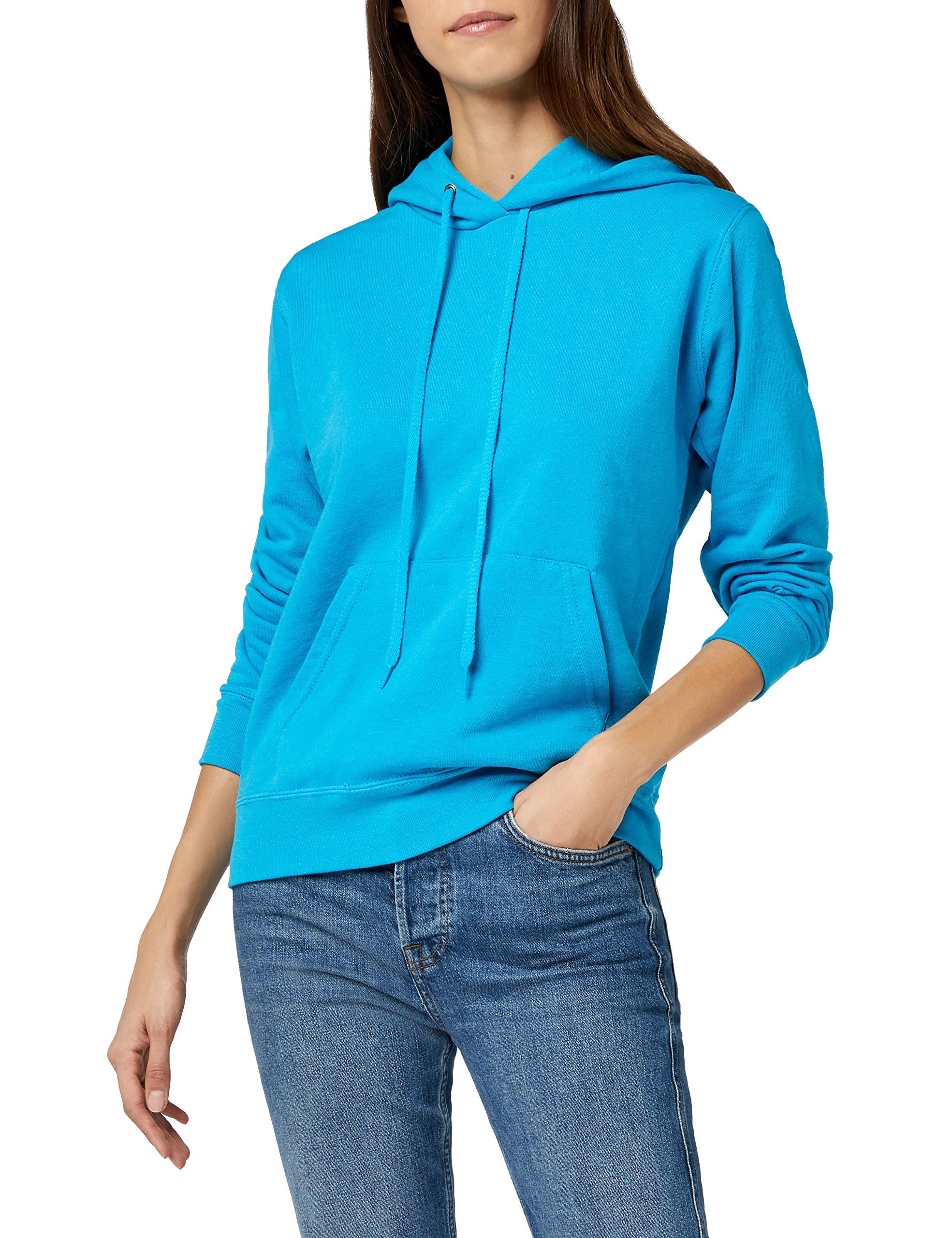 Fruit of the Loom Ladies Lady Fit Hooded Sweatshirt/Hoodie (M) (Azure Blue)
